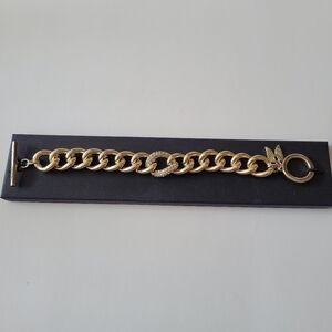 Victoria's Secret Gold-Tone and Rhinestones 7.5" Toggle Chain Bracelet